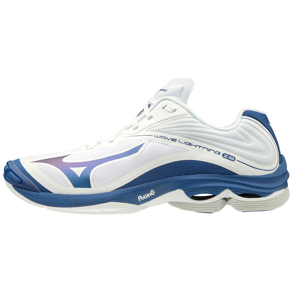 Mizuno Wave Lightning Z6 - Erkek Voleybol Ayakkabısı - Beyaz/Mavi Türkiye (KMXFTA-704)